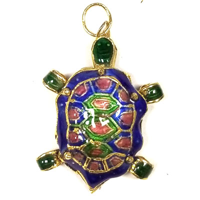 ENAMEL TURTLE 25X35MM BLUE